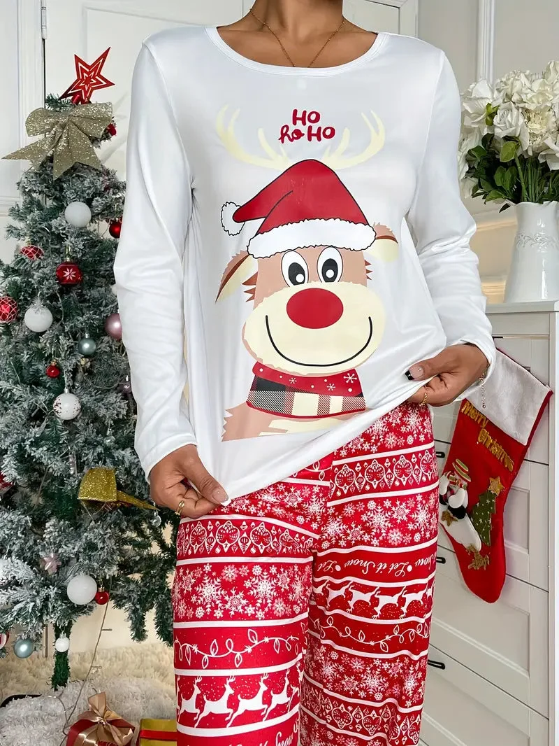 Pyjama Rouge et Blanc Renne Noël Femme