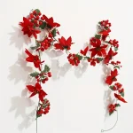 Guirlande de Fleurs de Poinsettia Rouge