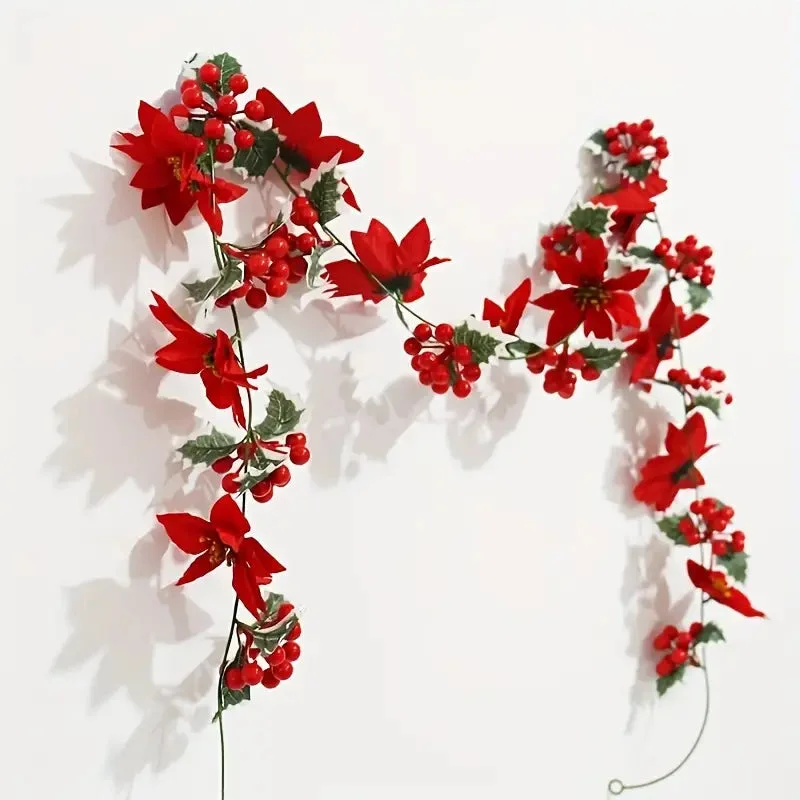 Guirlande de Fleurs de Poinsettia Rouge