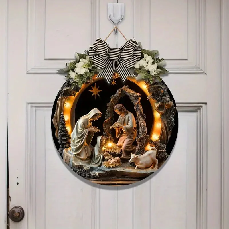 Crèche de Noël en Bois à la Lumière