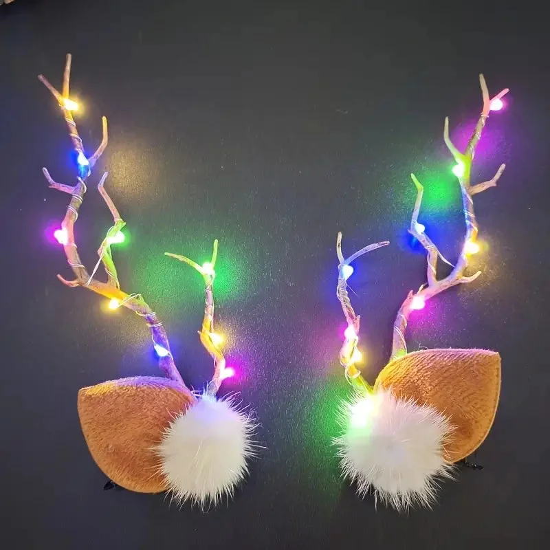 Serre Tête Renne Noël Lumineux LED avec des détails