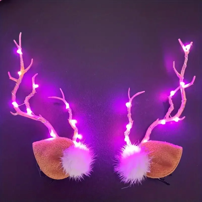 Serre Tête Renne Noël Lumineux LED en situation