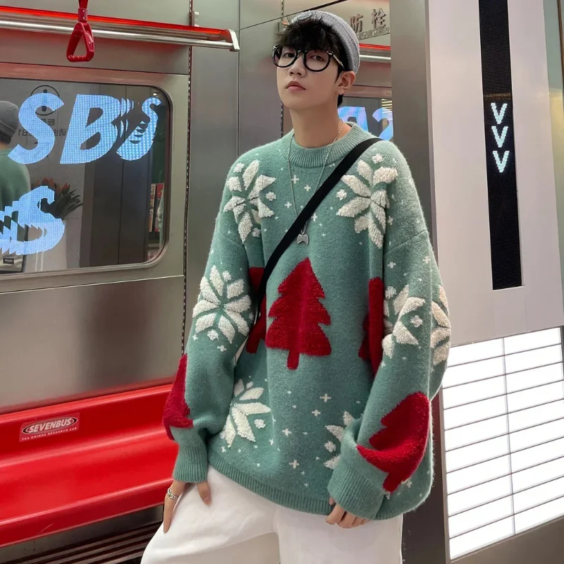 Pull de Noel Couple Oversize Rouge et Vert