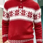 Pull Noel Homme Chic avec Col Boutonné