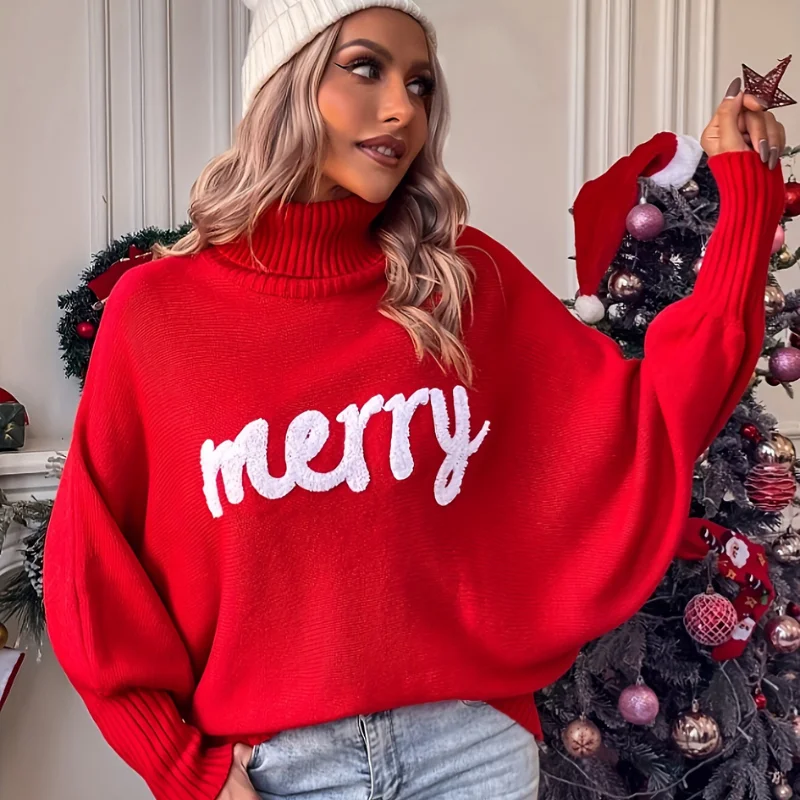 Pull de Noël Rouge Merry Festif