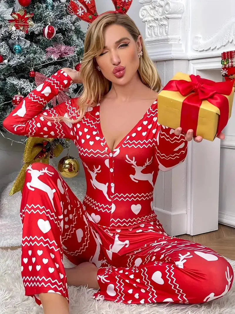 Cadeau de Noël : Pyjama de Noel Coeur Rouge Femme