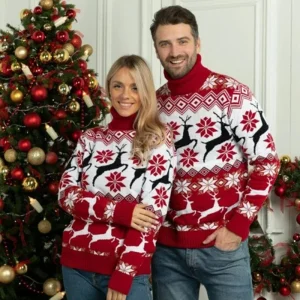 Pull de Noel Couple avec Rennes et Étoiles