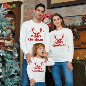 Pull Moche de Famille Noel avec Message Joyeux