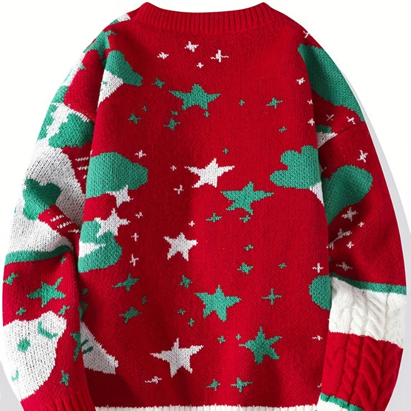 Pull Rouge de Noël Pour Homme en polyester