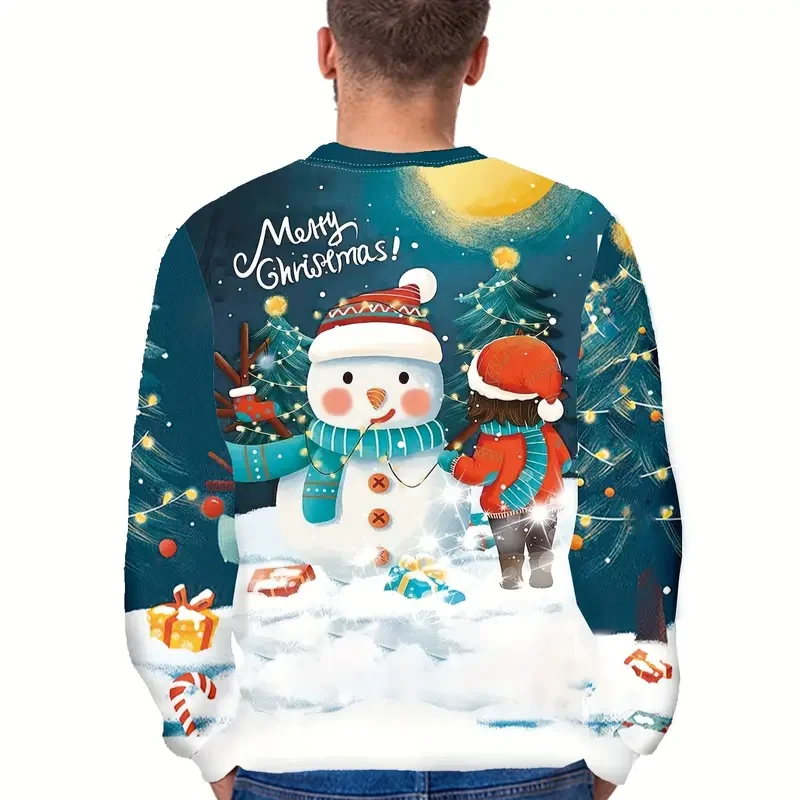 Pull de Noël Homme Bonhomme de Neige Vert