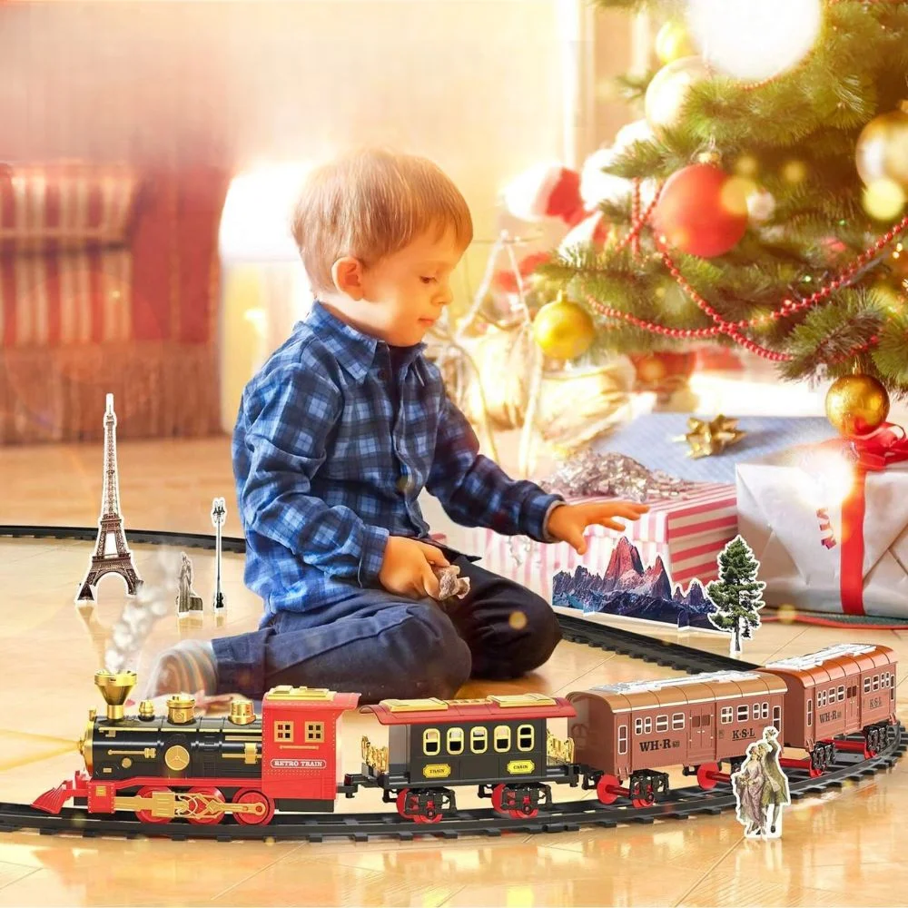 Ambiance magique avec le train de Noël