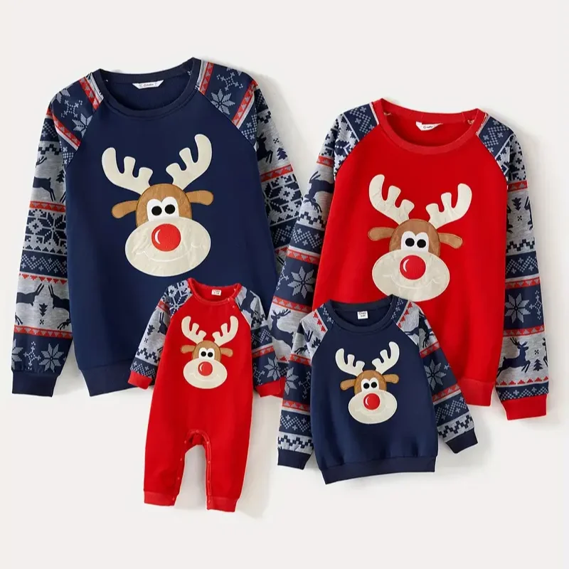 Pull de Noel Pour la Famille avec Motif Renne