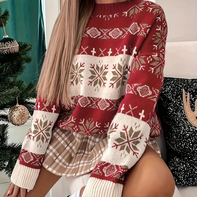 Pull de Noël Hiver Rouge et Vert Original