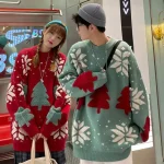 Pull de Noel Couple Oversize Rouge et Vert