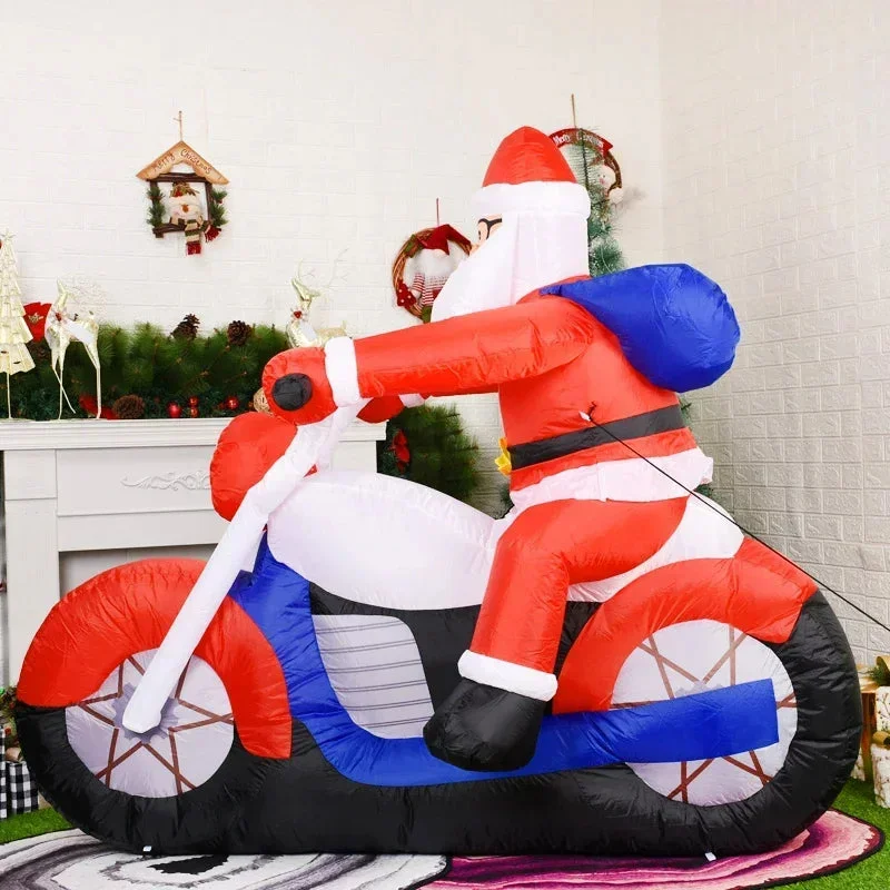 Père Noël Gonflable en Moto