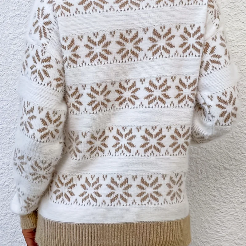 Pull de Noël Femme Blanc Chic en détail