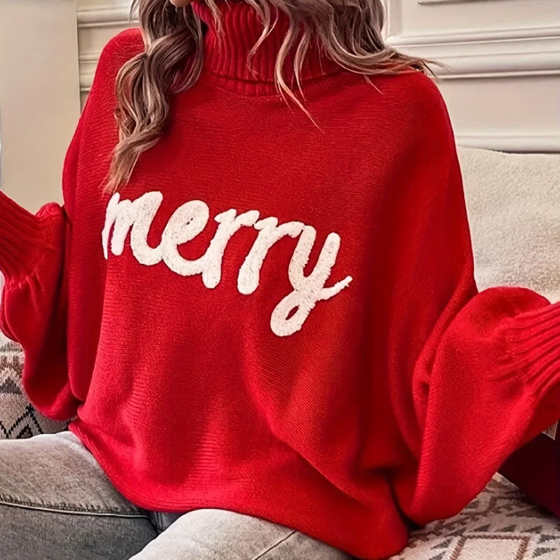 Pull de Noël Rouge Merry Festif