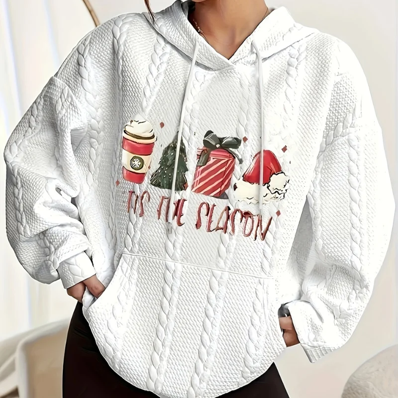 Sweat à Capuche Blanc Femme Noël