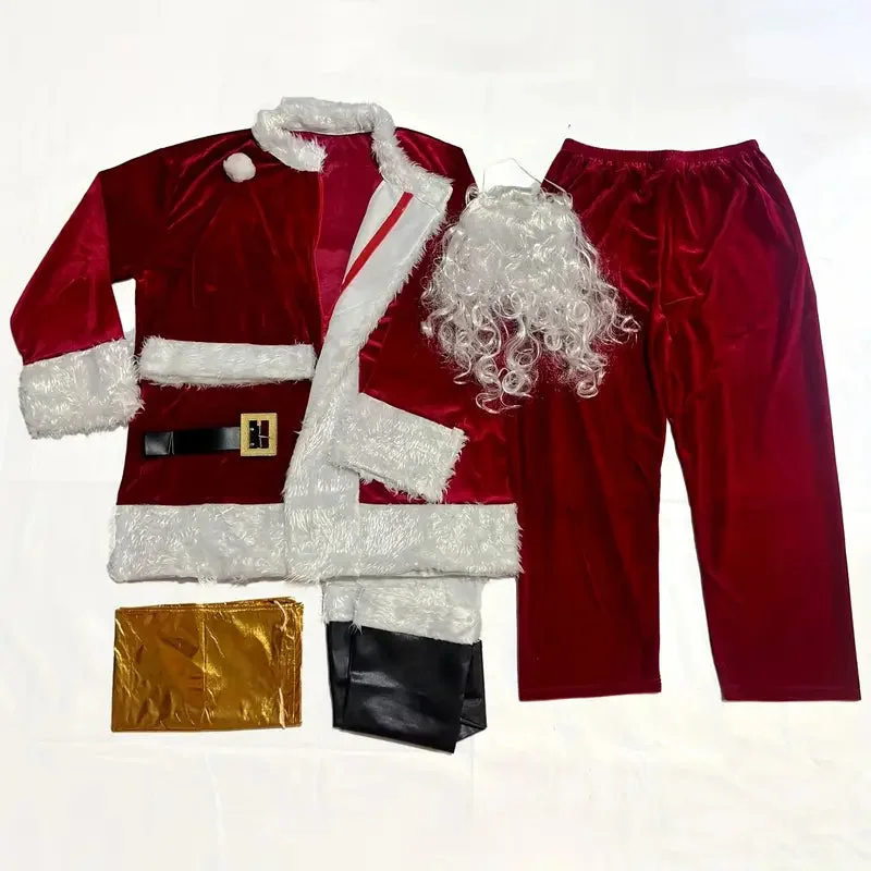 Costume 6 Pieces Père Noël Adulte en Velours