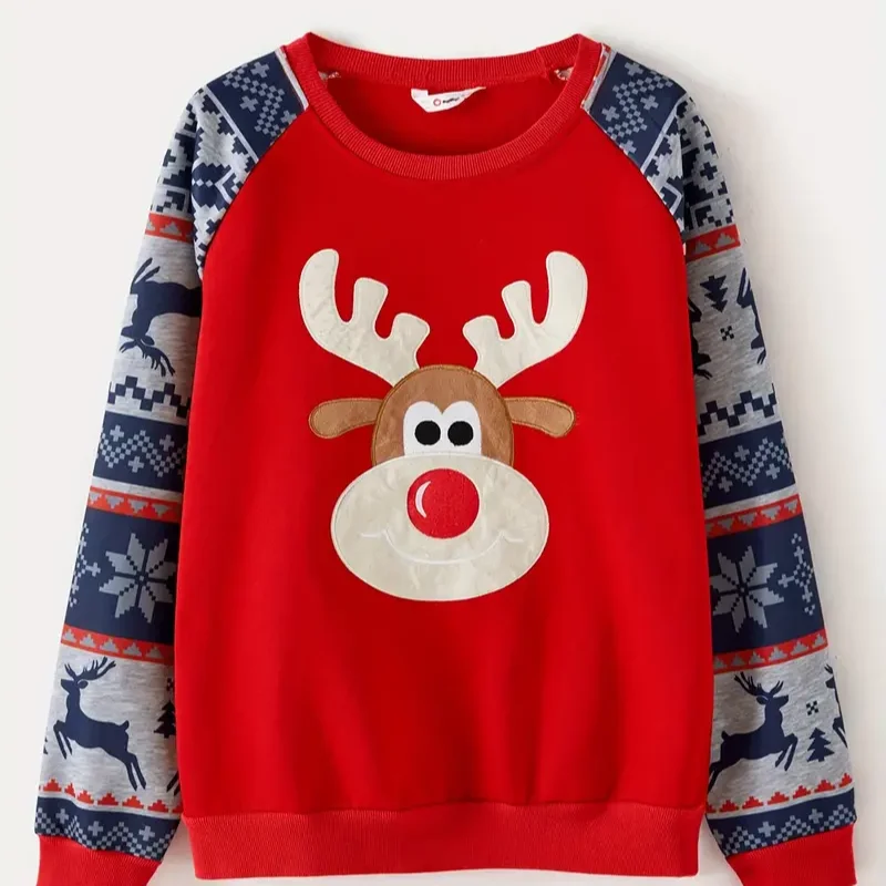 Pull de Noel Pour la Famille avec Motif Renne