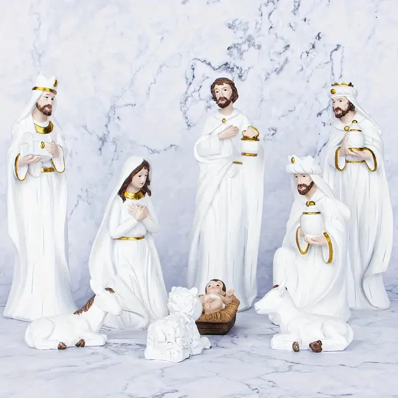 Crèche de Noël Blanche 9 Pièces