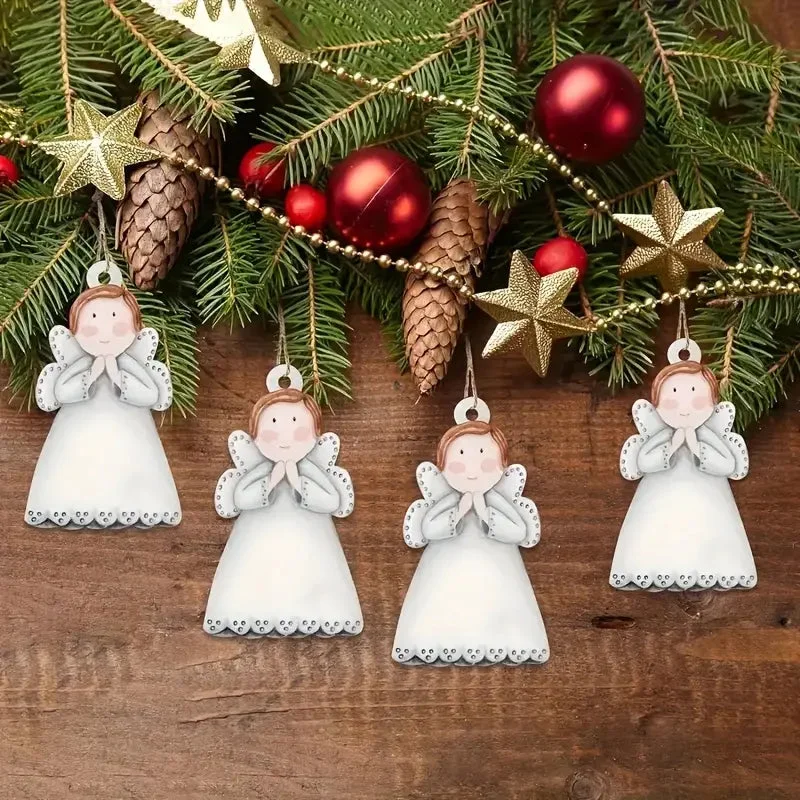 Groupe d'Anges de Noël en Bois
