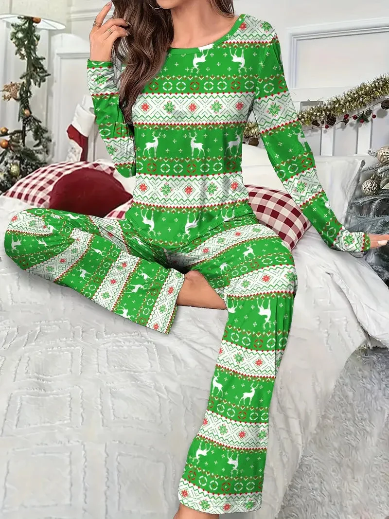 Pyjama Vert Chic de Noël Femme en situation