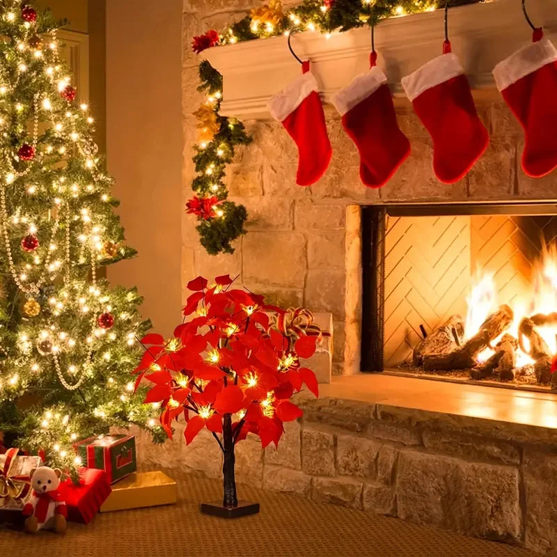 Ambiance festive avec l'Arbre de Poinsettia LED