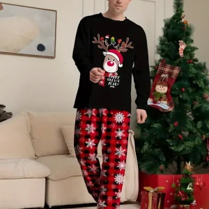 Pyjama Cerf De Noel Rouge et Noir