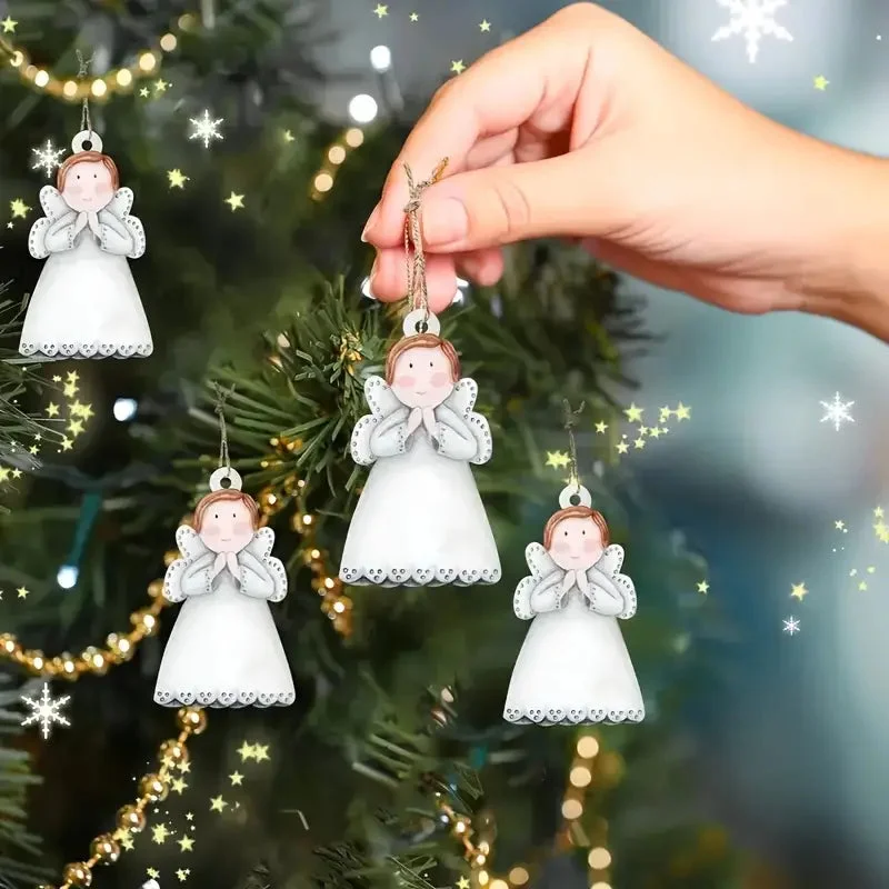 Ange de Noël en Bois sur Sapin