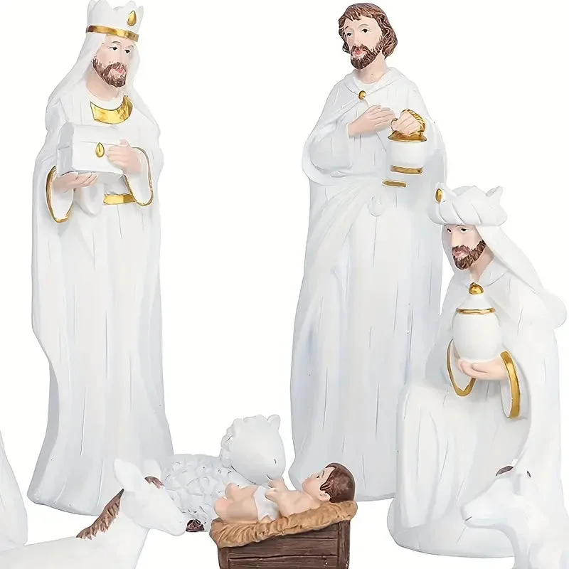 Crèche de Noël Blanche en Résine