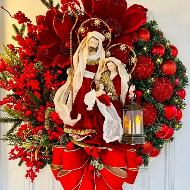 Couronne de Noël avec Jésus en ambiance