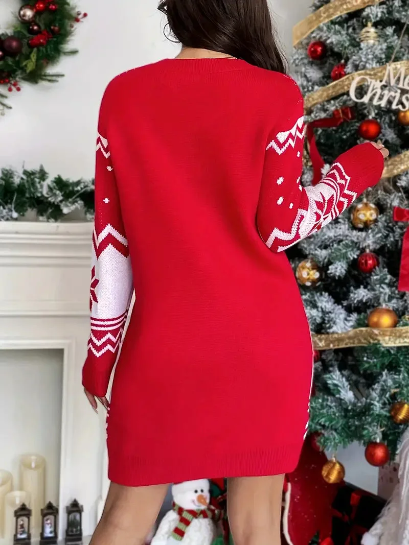 Pull Long Noël Style Robe Rouge
