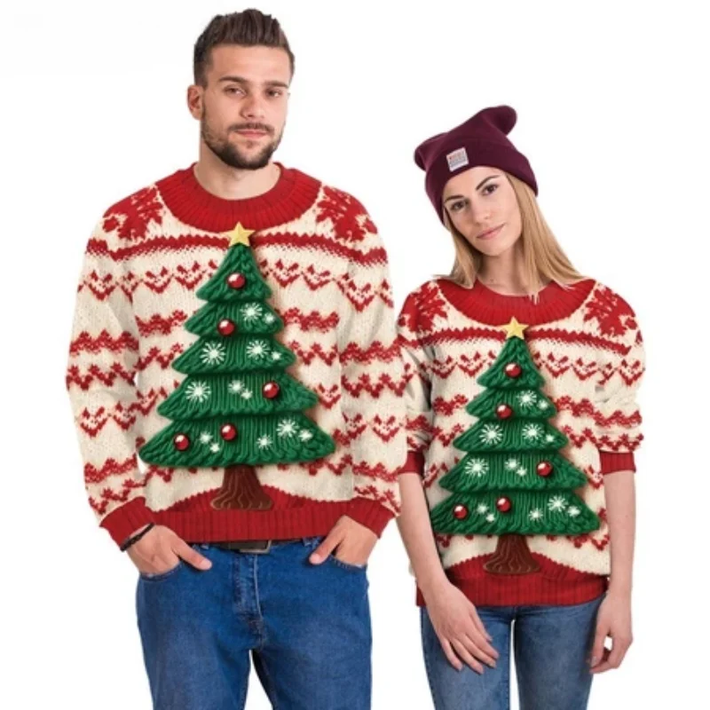 Pull de Noël Couple avec Bonhomme de Neige