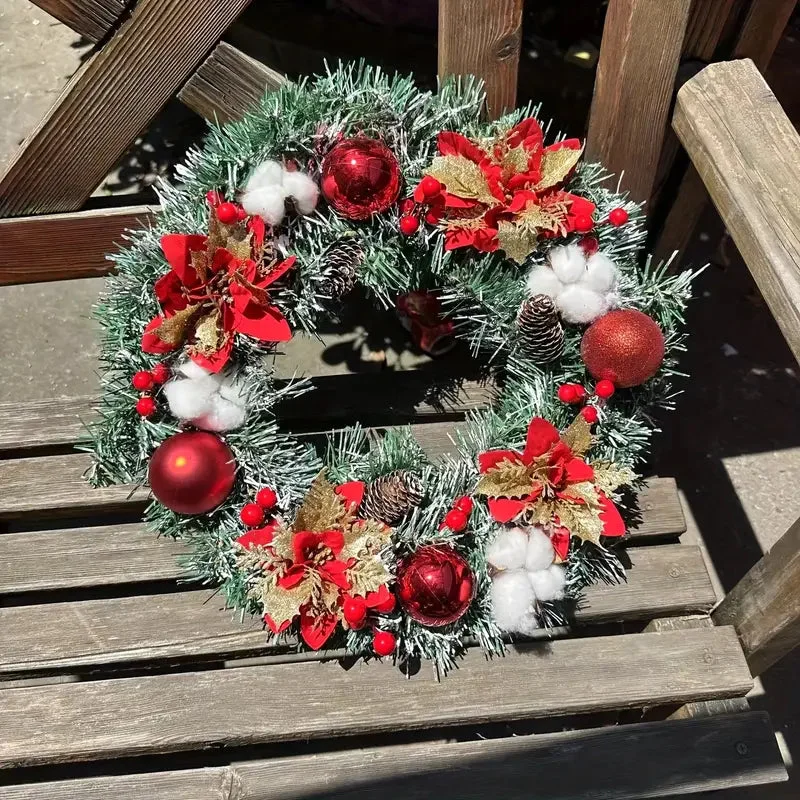 Décoration de porte avec couronne de Noël