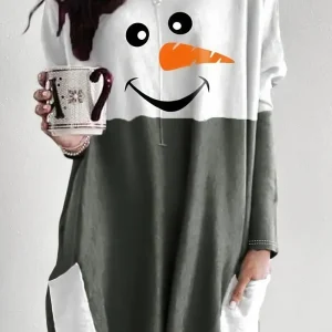 Robe Pull Motif Bonhomme De Neige