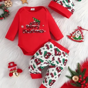 Ensemble Rennes de Noel Rouge Bébé