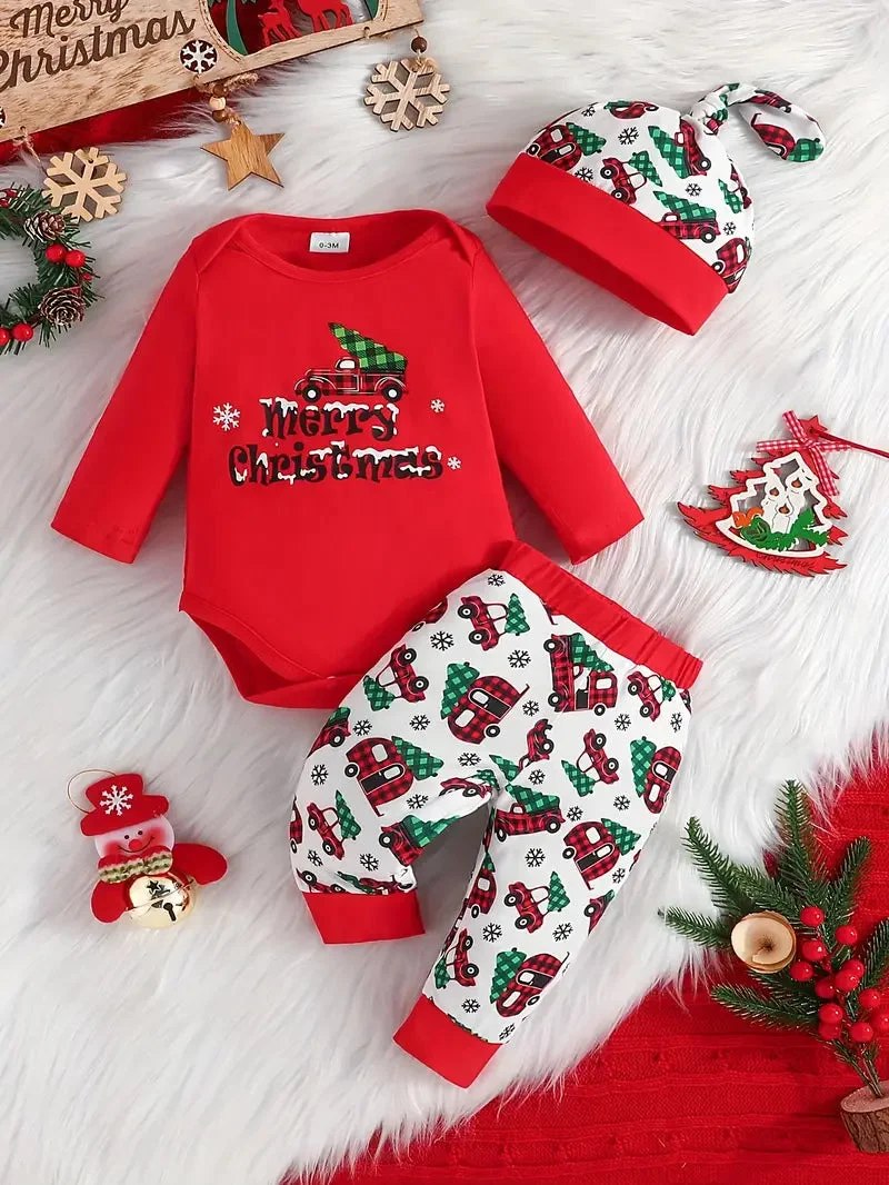 Ensemble Rennes de Noël Rouge Bébé
