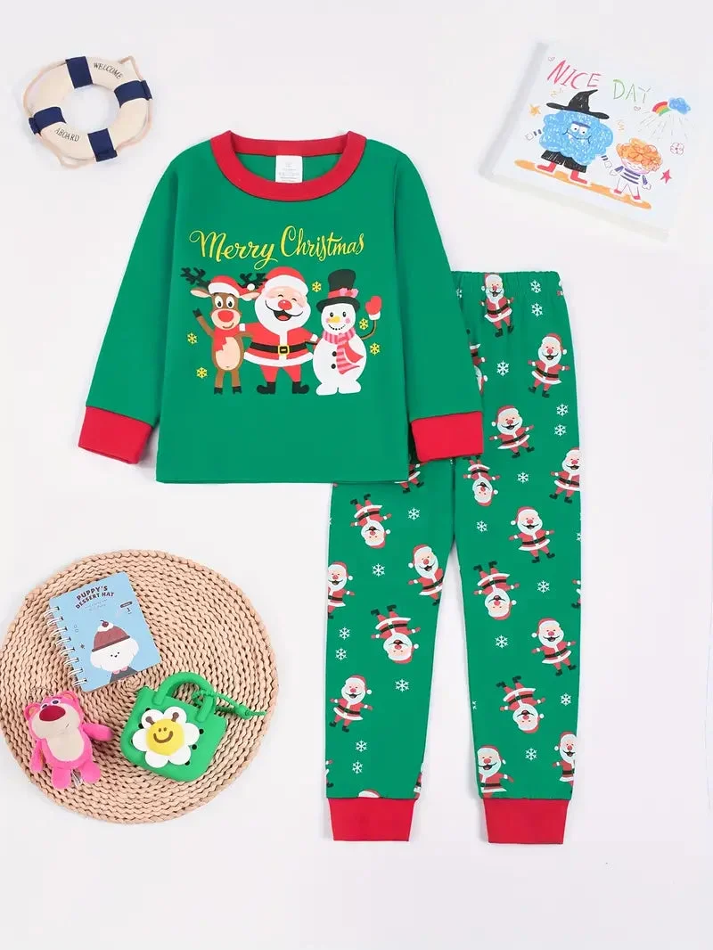 Pyjama Motif Père Noël Vert Enfant