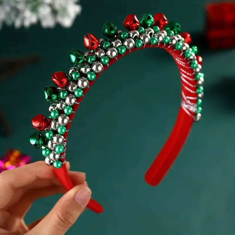 Détails du Serre Tête Perles et Clochettes Noel