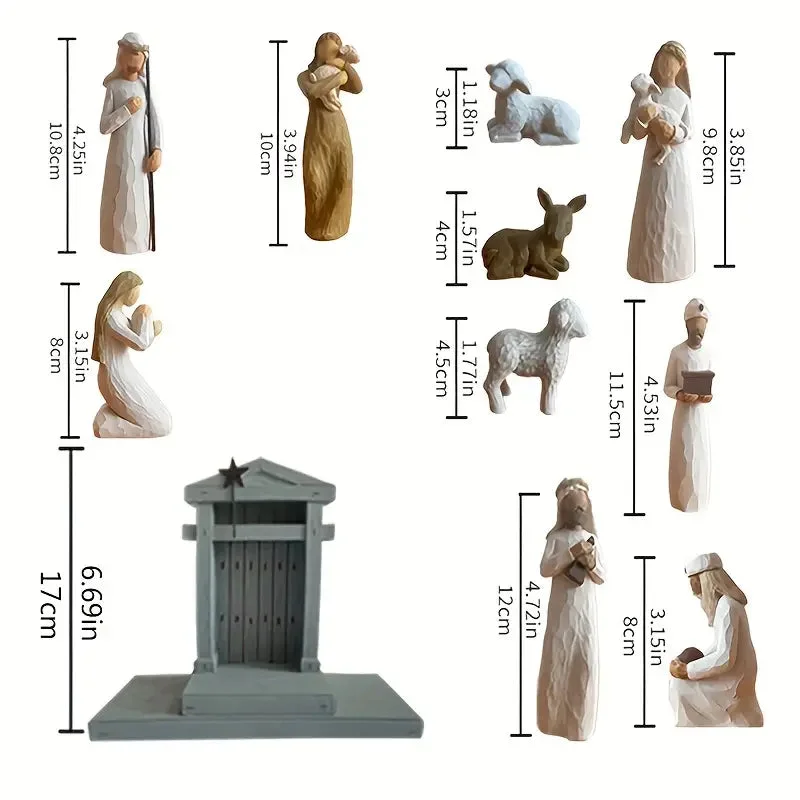 Santons Crèche de Noël en Bois