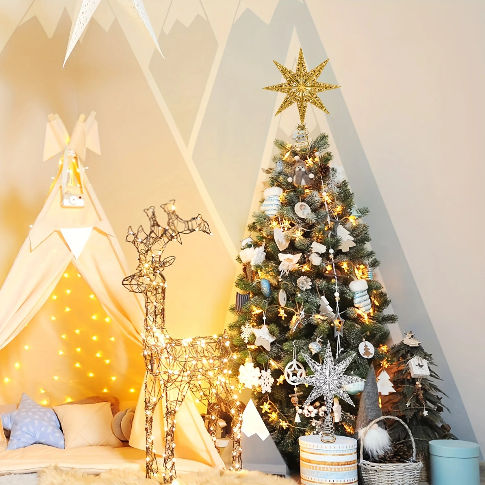 Étoile de Arbre de Noël dorée