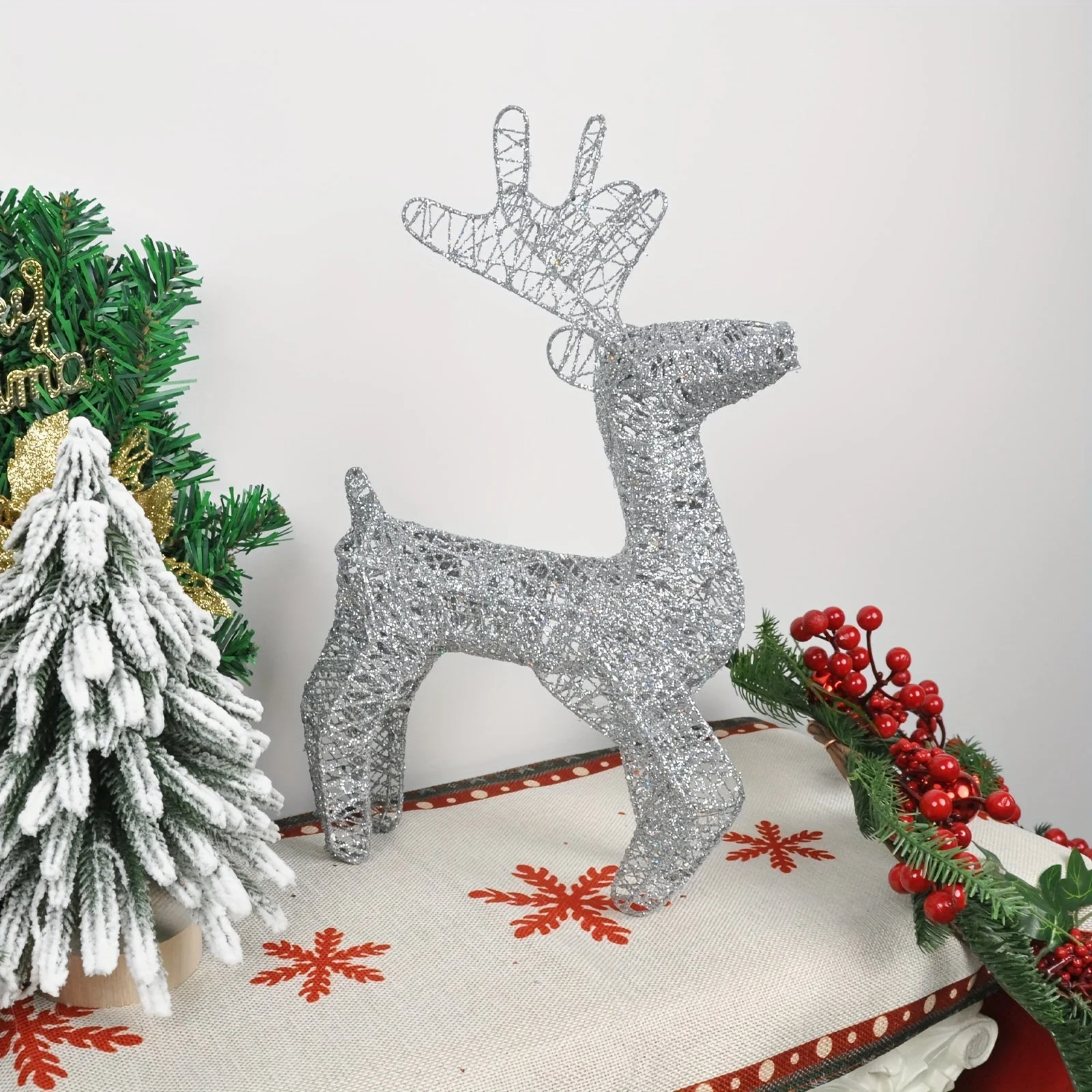 Décoration de Noël Cerf en argent