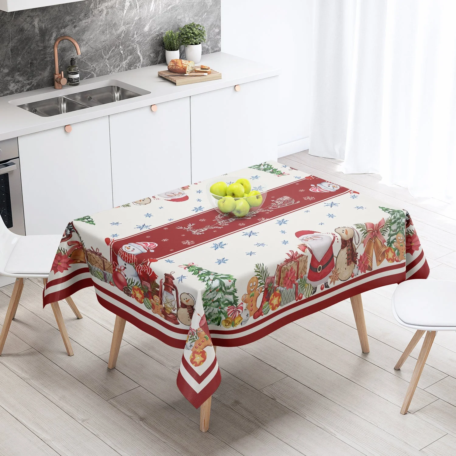 Nappe de table Noël rouge et blanche