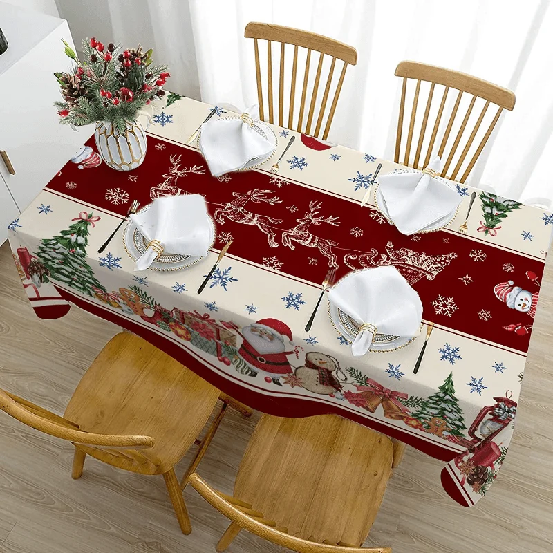 Nappe de table Noël rouge et blanche