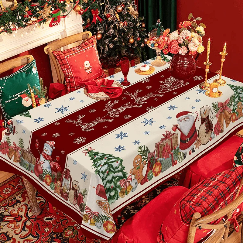 Nappe de table Noël rouge et blanche