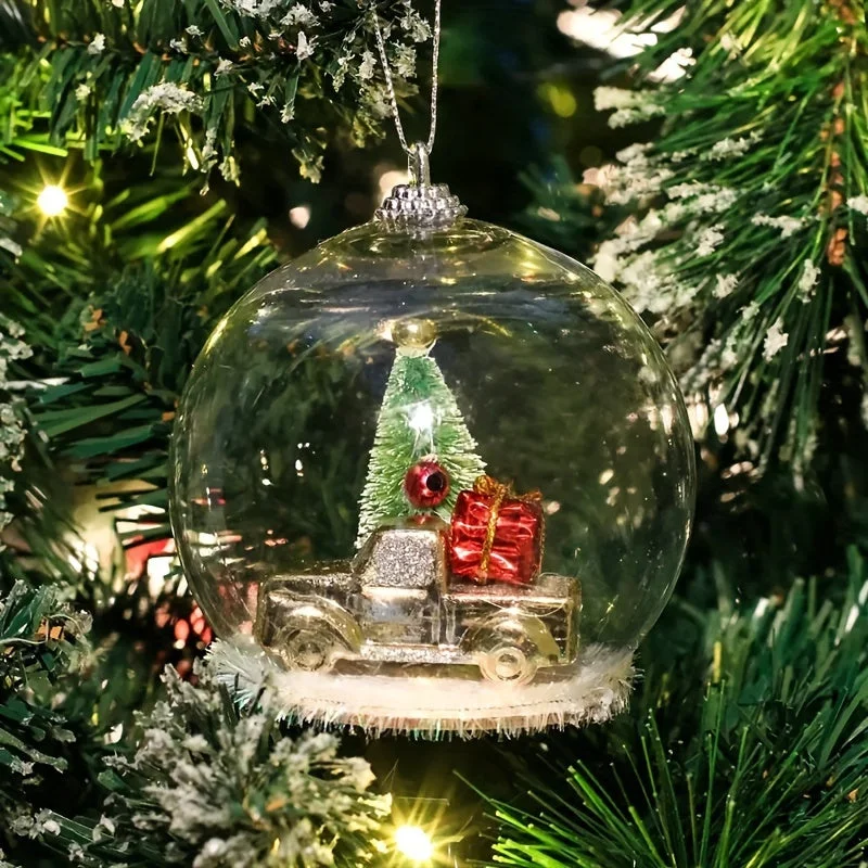 Scène Miniature dans la Grosse Boule de Noël Transparente