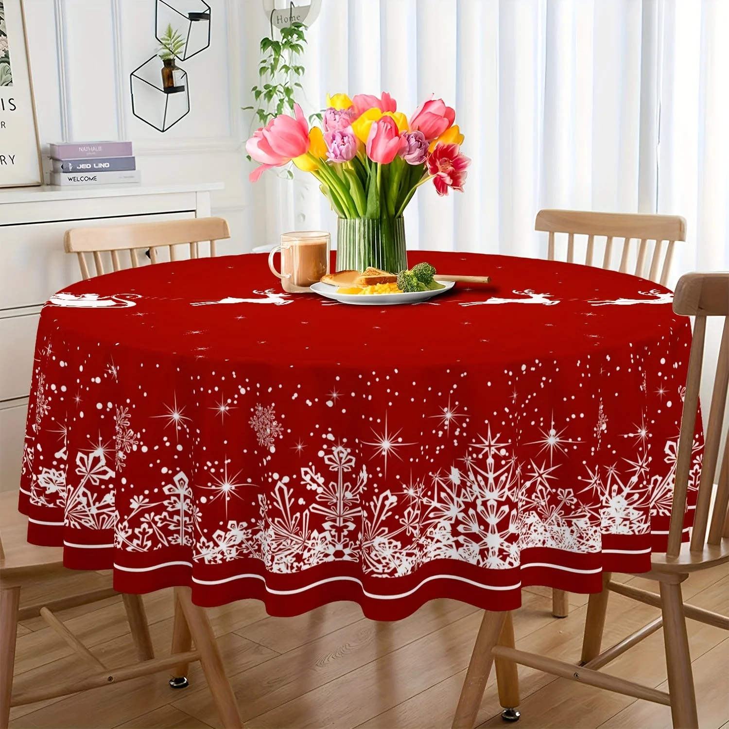 Nappe de Noël Ronde en polyester