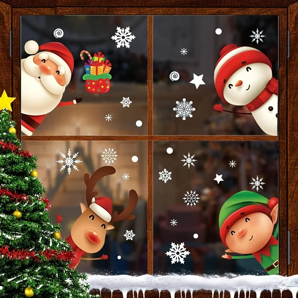 Stickers de Noël sur vitrine