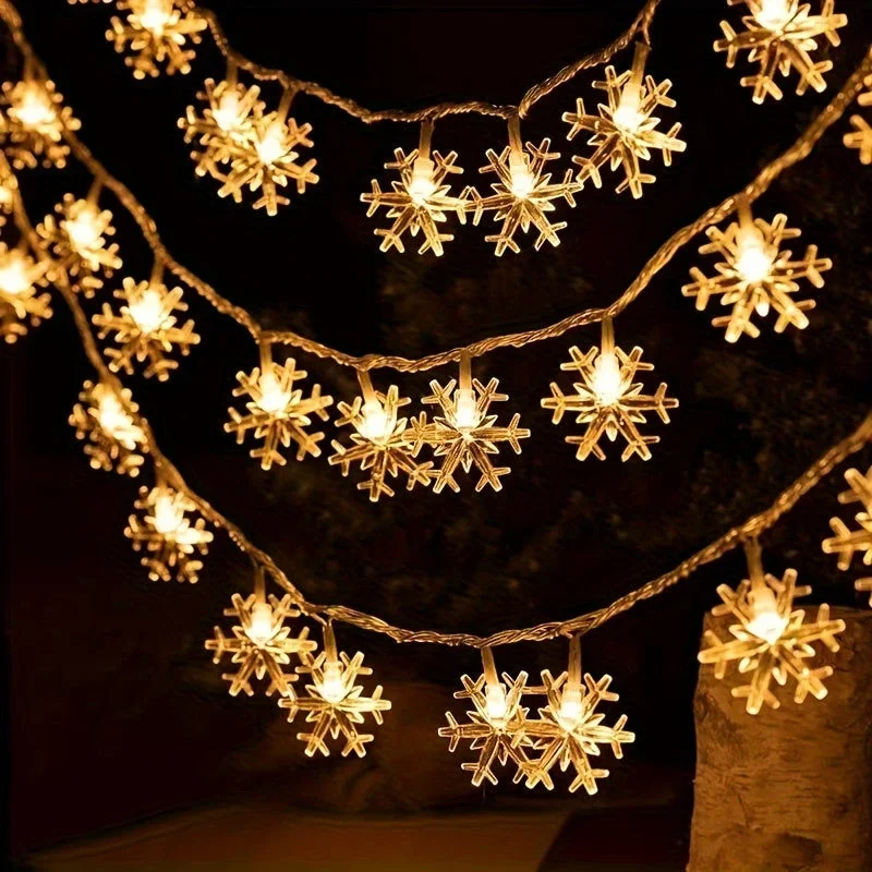 Guirlande LED flocon de neige en décoration